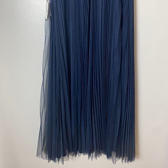 NWT ADRIANNA PAPELL DRESS BEADED LONG FORMAL MAXI EVENING NAVY BLUE FLOWY GOWN - Picture 13 of 16